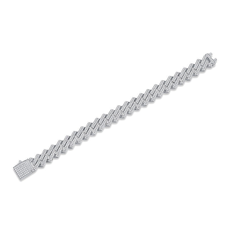 "14mm Keel Moissanite Cuban Link Bracelet | Solid 925 Silver" - AUREA VIII