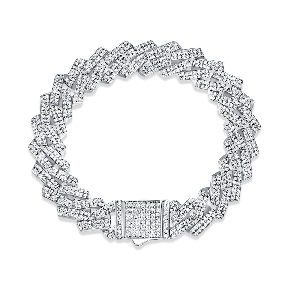 "14mm Keel Moissanite Cuban Link Bracelet | Solid 925 Silver" - AUREA VIII