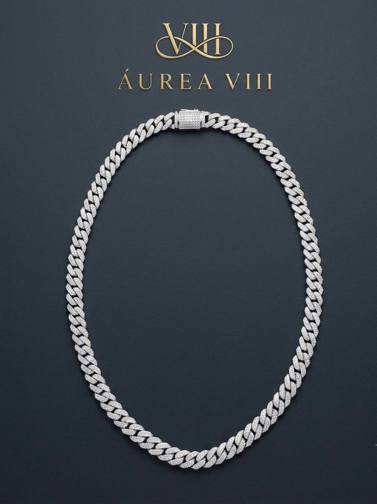 18K Gold Plated 925 Silver Moissanite Cuban Link Chain - AUREA VIII