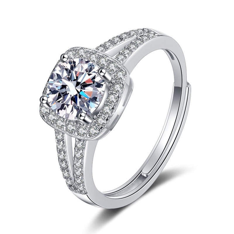 1CT Moissanite Square Halo Ring (Solid 925 Sterling Silver)⁠ - AUREA VIII