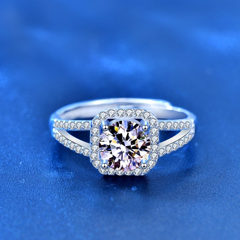 1CT Moissanite Square Halo Ring (Solid 925 Sterling Silver)⁠ - AUREA VIII