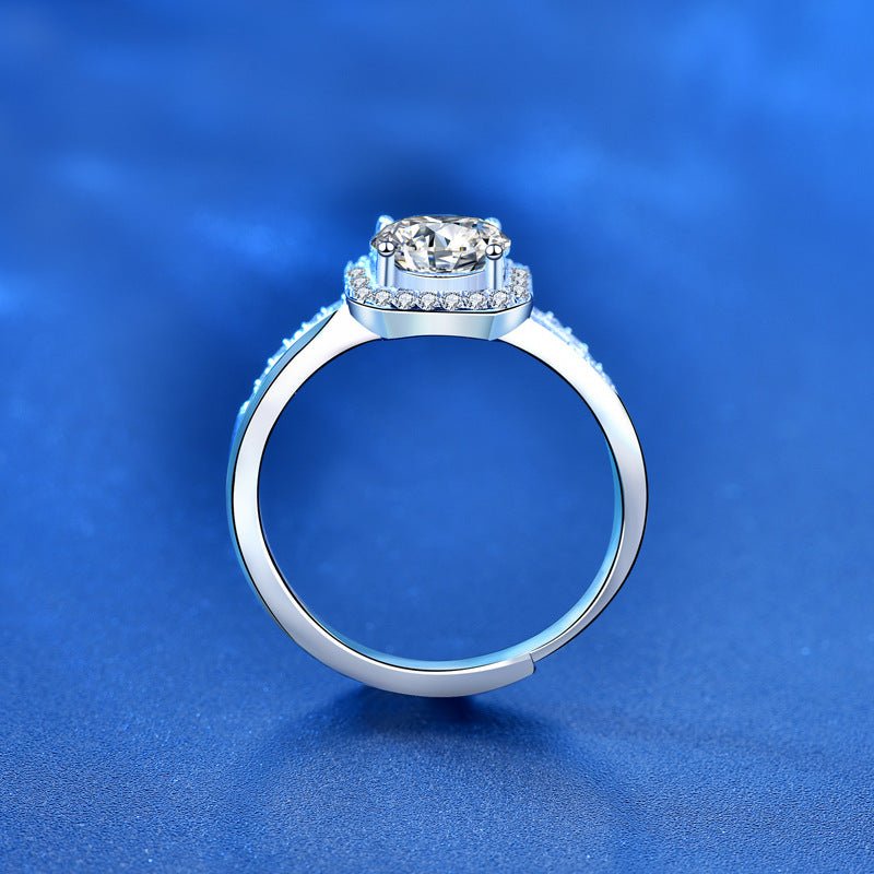 1CT Moissanite Square Halo Ring (Solid 925 Sterling Silver)⁠ - AUREA VIII