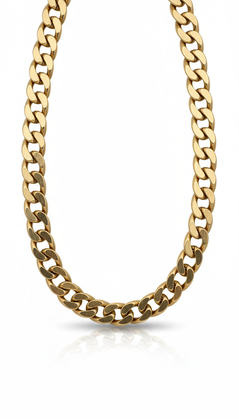 Collar cadena tipo curb bañado en oro