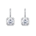 925 Sterling Silver Elegant Moissanite Halo Stud Earrings Wholesale In Plated with White Gold - AUREA VIII