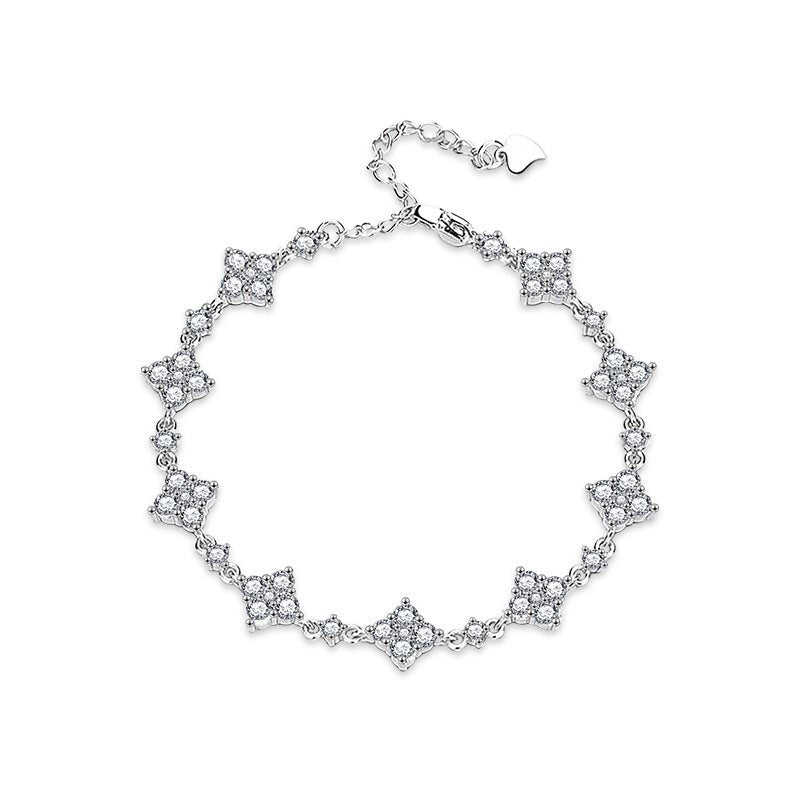 S925 Sterling Silver Moissanite Four-leaf Clover Bracelet For Women - AUREA VIII
