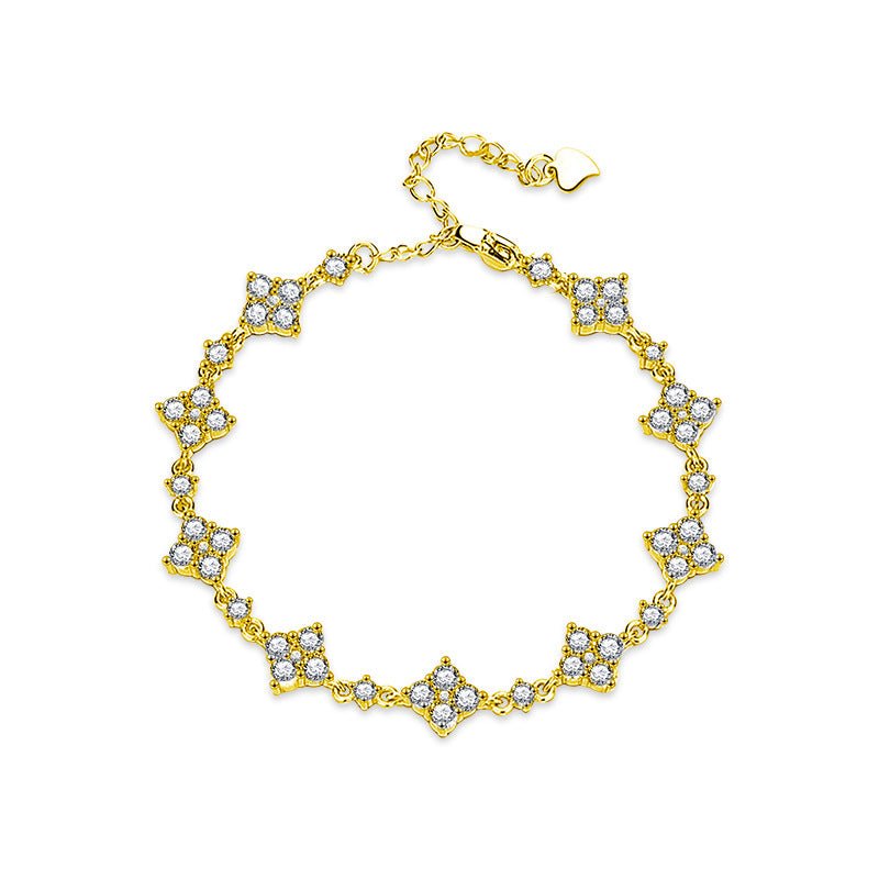 S925 Sterling Silver Moissanite Four-leaf Clover Bracelet For Women - AUREA VIII