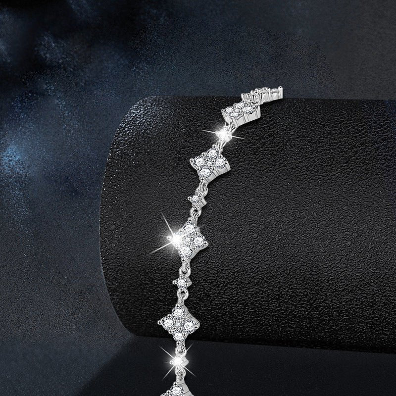 S925 Sterling Silver Moissanite Four-leaf Clover Bracelet For Women - AUREA VIII
