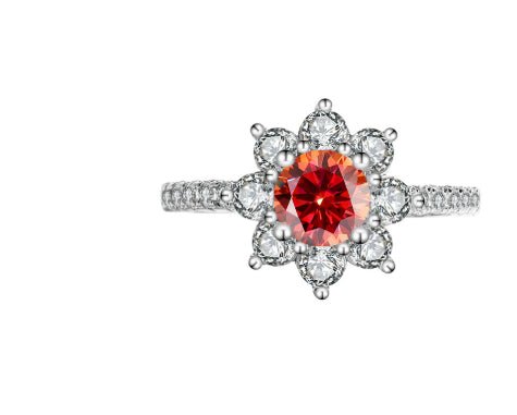 Sterling Silver 925 Moissanite Ring Female Flower Diamond - AUREA VIII