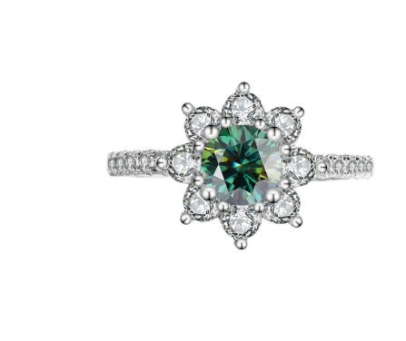 Sterling Silver 925 Moissanite Ring Female Flower Diamond - AUREA VIII