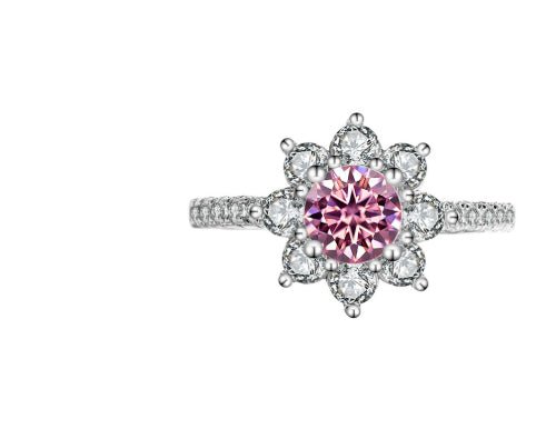 Sterling Silver 925 Moissanite Ring Female Flower Diamond - AUREA VIII
